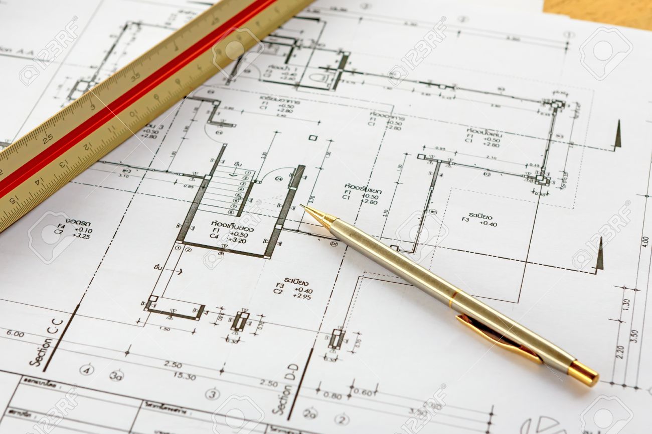 21481242-dessins-d-architecture-avec-un-crayon-et-une-règle